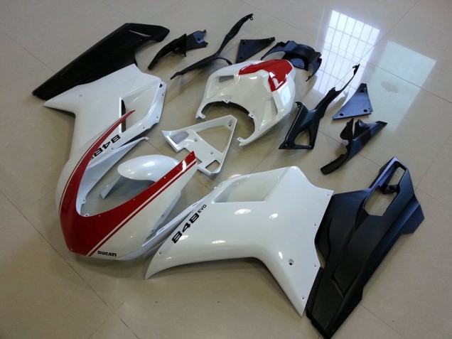 Ducati 848 1098 1198 07-14 - Negro Mate Blanco con Rojo Raya Ducati 848 1098 1198 07-14 - Negro Mate Blanco con Rojo Raya