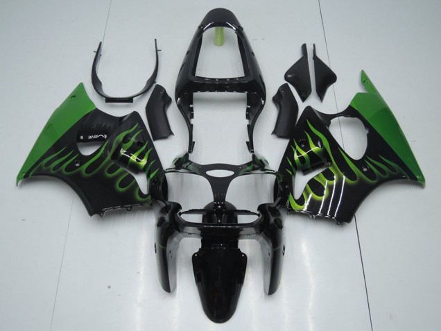 ZX6R 00-02 - Negro con Verde Llama