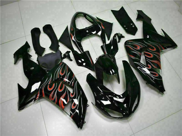 Kits Carenado Moto Kawasaki ZX10R 2006-2007 - Negro Brillante Rojo Llama
