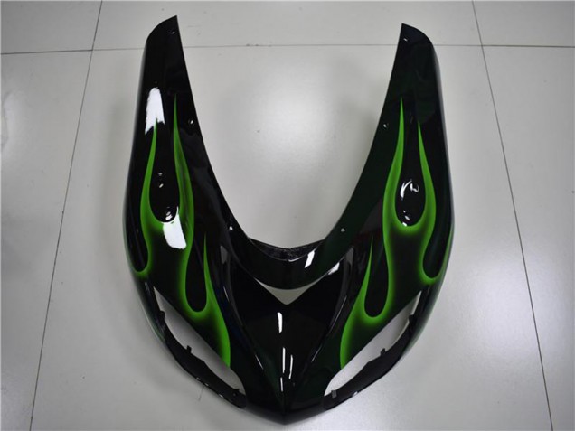 Carenados Moto Kawasaki ZX10R 2006-2007 - Negro Brillante Verde Llama