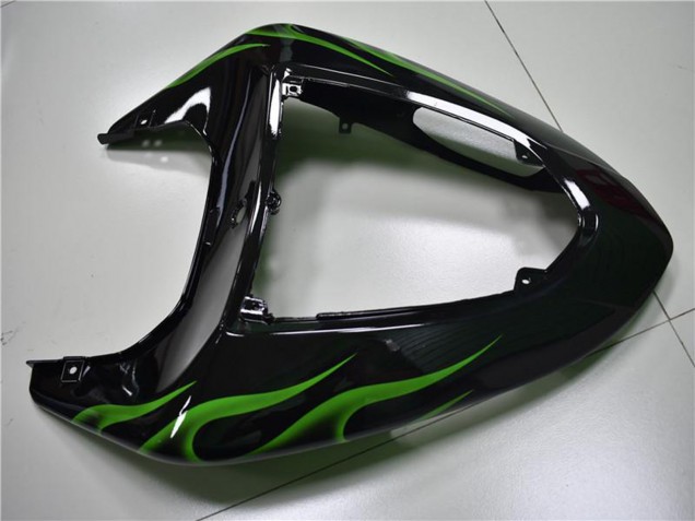 Carenados Moto Kawasaki ZX10R 2006-2007 - Negro Brillante Verde Llama