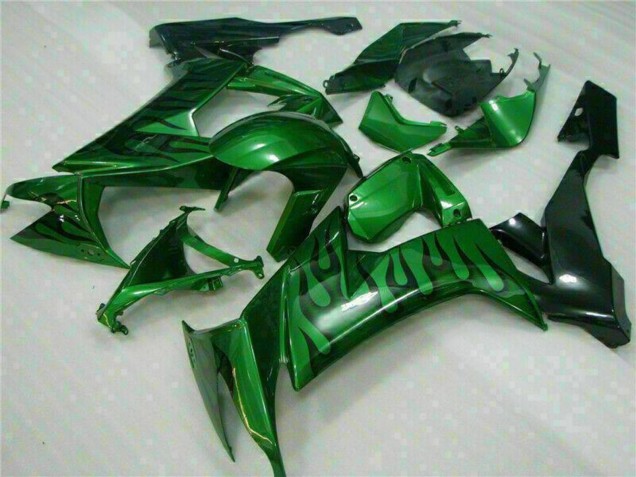 Carenados Moto Kawasaki ZX10R 2008-2010 - Negro Brillante Verde Llama