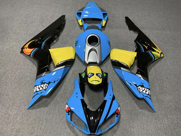 Carenados Moto Honda CBR1000RR 2006-2007 - Azul Claro Amarillo Plata Negro Brillante Tiburón