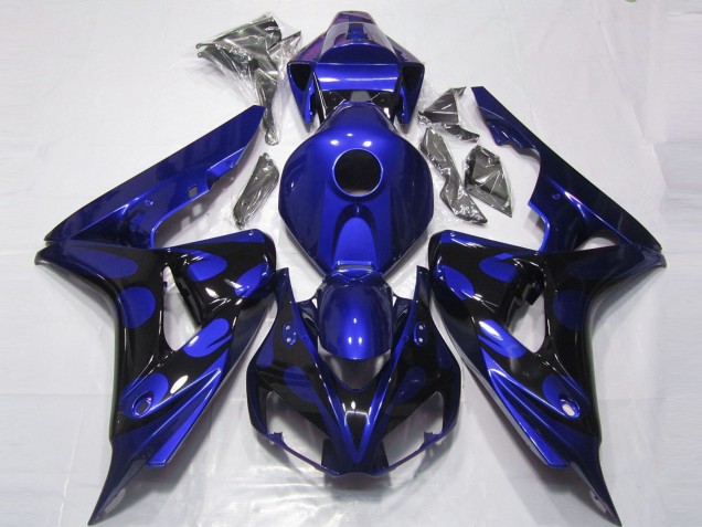 Carenados Moto Honda CBR1000RR 2006-2007 - Azul Negro Brillante Llama