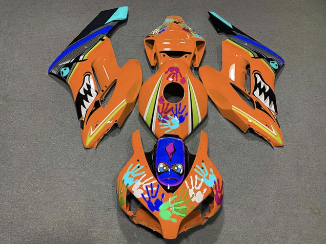 Carenados Moto Honda CBR1000RR 2004-2005 - Naranja Azul Negro Tiburón