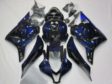 Carenados Moto Honda CBR600RR 2009-2012 - Negro Brillante Azul Llama
