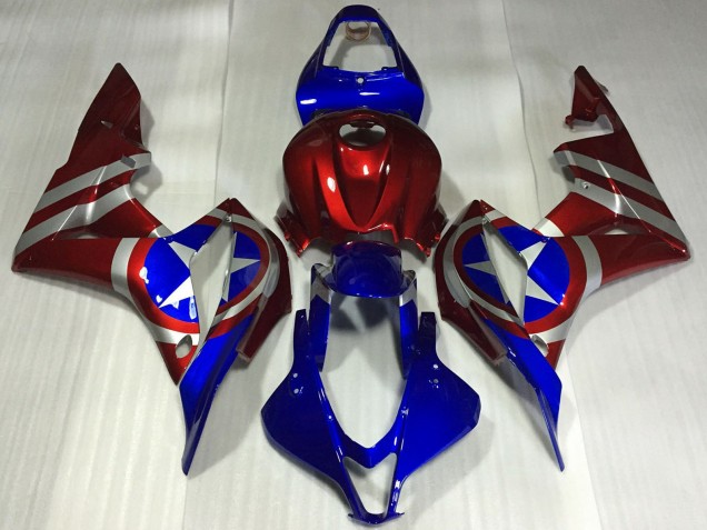 Carenados Moto Honda CBR600RR 2007-2008 - Rojo Plata Azul Captain America