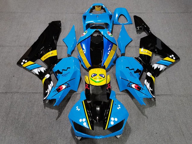 Carenados Moto Honda CBR600RR 2013-2023 - Azul Amarillo Negro Brillante Tiburón