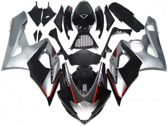 Carenados Moto Suzuki GSXR 1000 2005-2006 - Negro Brillante Plata Rojo