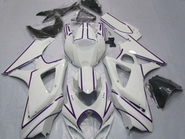 Carenados Moto Suzuki GSXR 1000 2007-2008 - Blanco Brillante Púrpura Pinstripe