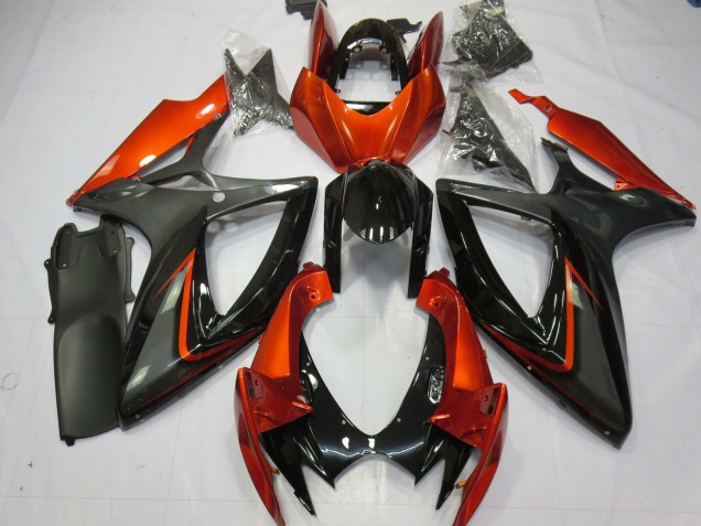 Carenados Moto Suzuki GSXR 600 / GSXR 750 2006-2007 - Burnt Naranja Gris Negro Brillante