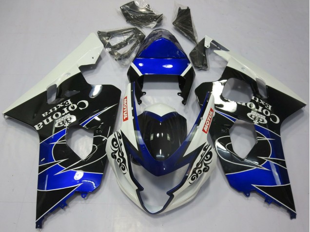 Carenados Moto Suzuki GSXR 600 / GSXR 750 2004-2005 - Blanco Azul Negro Corona Motul