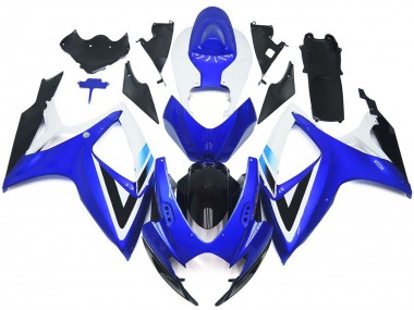 Kits Carenado Moto Suzuki GSXR 600 / GSXR 750 2006-2007 - Blanco Azul Negro Brillante OEM Estilo
