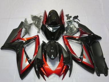 Carenados Moto Suzuki GSXR 600 / GSXR 750 2006-2007 - Negro Brillante Rojo Plata