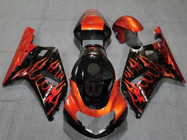 Carenados Moto Suzuki GSXR 600 / GSXR 750 2001-2003 - Negro Brillante Naranja Llama
