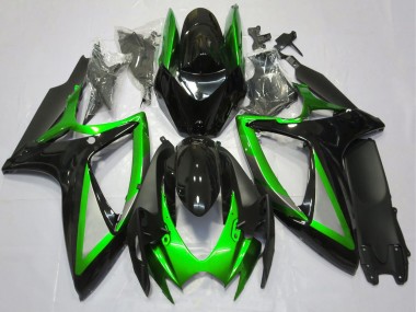 Carenado Moto Suzuki GSXR 600 / GSXR 750 2006-2007 - Verde Negro Brillante Negro Mate