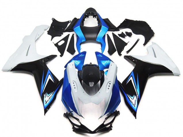 Carenados Moto Suzuki GSXR 600 / GSXR 750 2011-2024 - Blanco Azul Claro Negro Brillante
