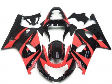 Carenados Moto Suzuki GSXR 600 / GSXR 750 2001-2003 - Rojo Claro Negro Brillante OEM Estilo