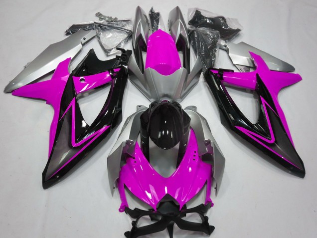 Carenados Moto Suzuki GSXR 600 / GSXR 750 2008-2010 - Plata Rosa Negro Brillante