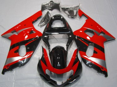 Carenados Moto Suzuki GSXR 600 / GSXR 750 2001-2003 - Rojo Plata Negro Brillante OEM Estilo