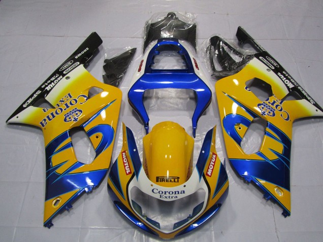 Carenados Moto Suzuki GSXR 600 / GSXR 750 2001-2003 - Amarillo Azul Blanco Corona Motul