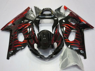 Carenados Moto Suzuki GSXR 600 / GSXR 750 2001-2003 - Negro Brillante Rojo Llama