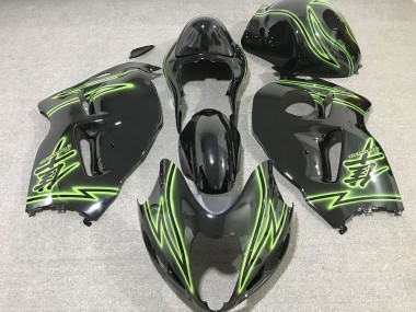 Carenados Moto Suzuki GSXR 1300 1996-2007 - Negro Brillante Verde Iluminación