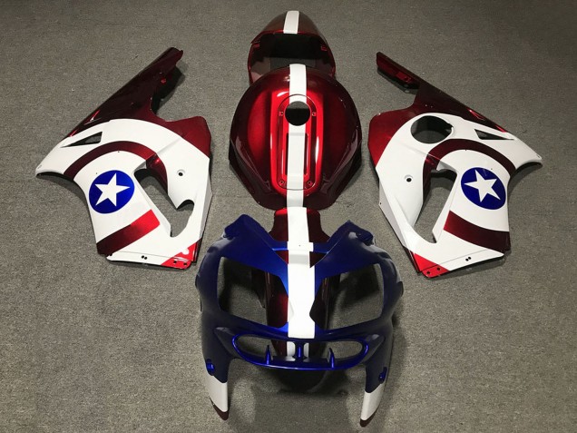 Carenados Moto Kawasaki ZX12R 2002-2006 - Rojo Azul Blanco Estrella Captain America
