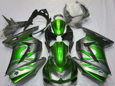Carenados Moto Kawasaki Ninja 250 2008-2012 - Plata Verde Llama