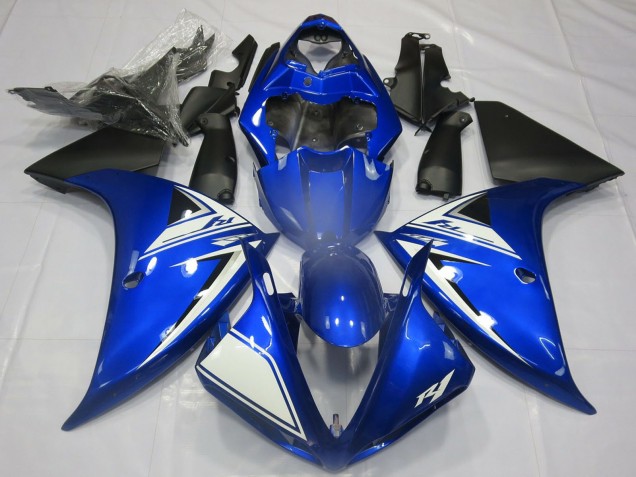 Carenados Moto Yamaha R1 2012-2014 - Azul Blanco Negro Mate