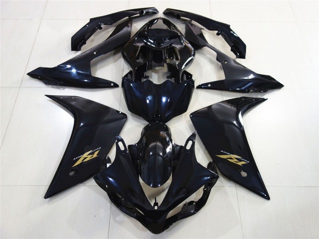 Carenados Moto Yamaha R1 2007-2008 - Negro Brillante Azul Oscuro Oro Calcomanía