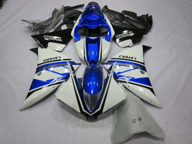 Carenados Moto Yamaha R1 2012-2014 - Blanco Azul Negro Layerd Semakin Didepan