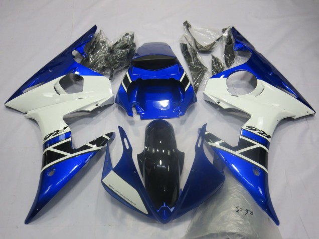 Carenados Moto Yamaha R6 2003-2004 - Azul Blanco Negro Brillante OEM Estilo