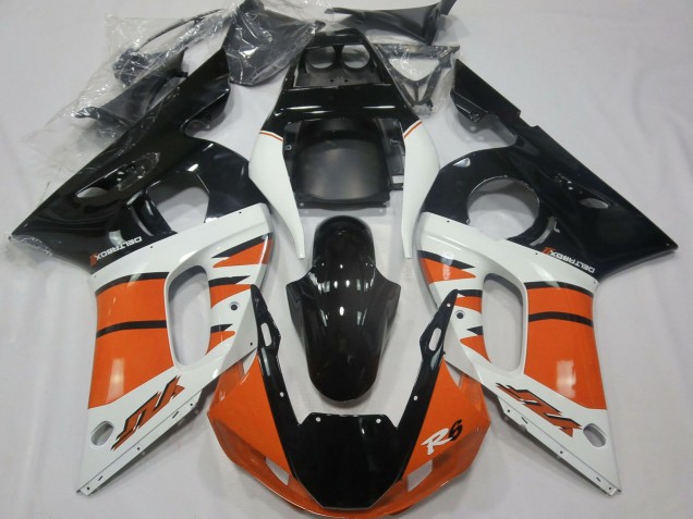 Carenados Moto Yamaha R6 1998-2002 - Blanco Naranja Negro Brillante