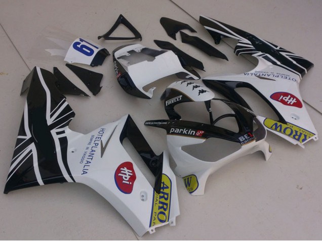 Carenados Moto Triumph Daytona 675 2006-2008 - Blanco Negro Brillante Flag