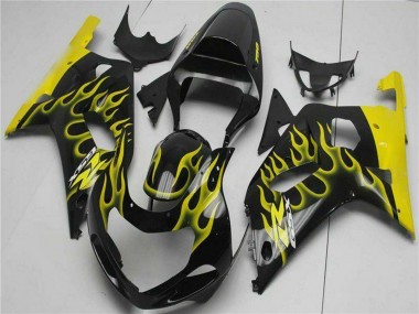 Carenados Moto Suzuki GSXR 600/750 2001-2003 - Negro Brillante Amarillo Llama