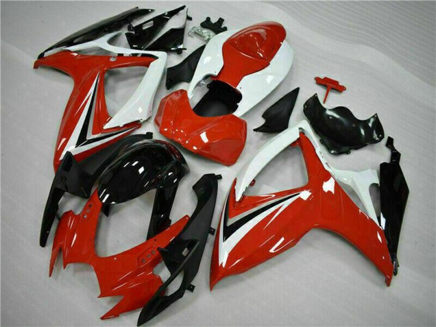 Carenados Moto Suzuki GSXR 600/750 2006-2007 - Blanco Rojo Negro Brillante Raya