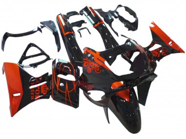 Carenados Moto Kawasaki ZZR400 1993-2007 - Negro Brillante Rojo Corona Extra