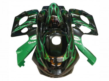 Carenados Moto Yamaha YZF600R Thundercat 1996-2007 - Negro Verde Oscuro Llama