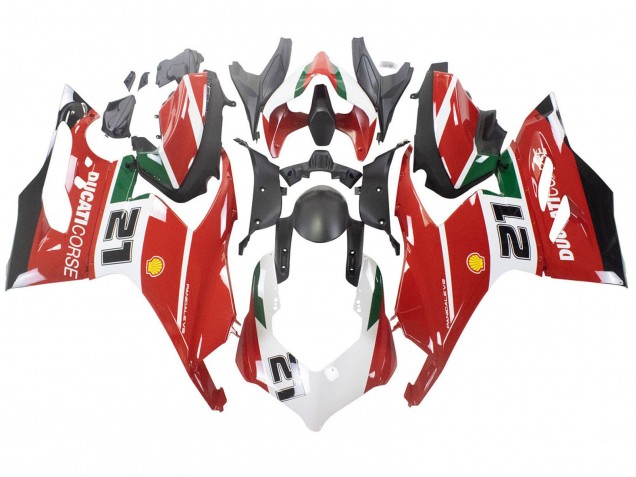Carenados Moto Ducati Panigale V2 2020-2024 - Blanco Rojo Verde Negro Mate Corse 21