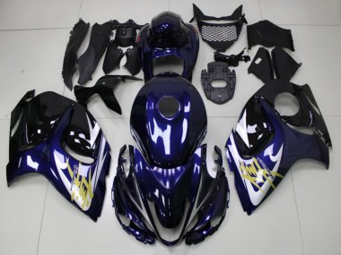 Carenados Moto Suzuki GSXR 1300 Hayabusa 2008-2020 - Azul Oscuro Blanco Oro