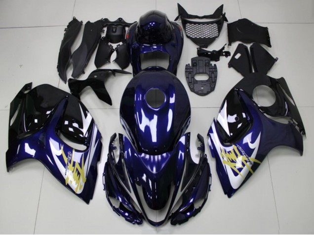 Carenados Moto Suzuki GSXR 1300 Hayabusa 2008-2020 - Azul Oscuro Blanco Oro