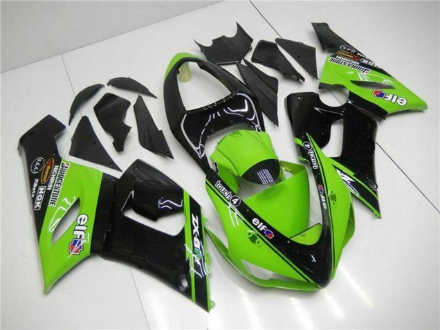 Carenados Moto Kawasaki ZX6R 2005-2006 - Verde Negro Brillante Elf