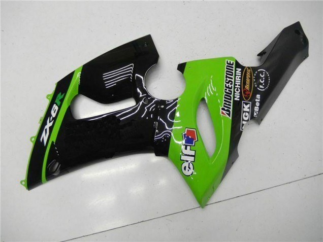 Carenados Moto Kawasaki ZX6R 2005-2006 - Verde Negro Brillante Elf