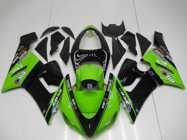 Carenados Moto Kawasaki ZX6R 2005-2006 - Verde Negro Brillante Elf