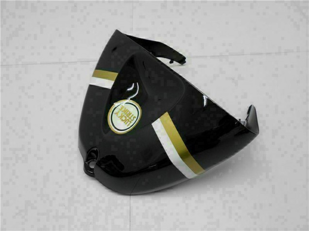 Carenados Moto Kawasaki ZX6R 2005-2006 - Negro Brillante Blanco Oro Lucky Strike