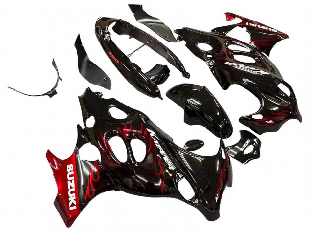 Carenados Moto Suzuki GSX600F/GSX750F 2004-2006 - Negro Brillante Rojo Llama