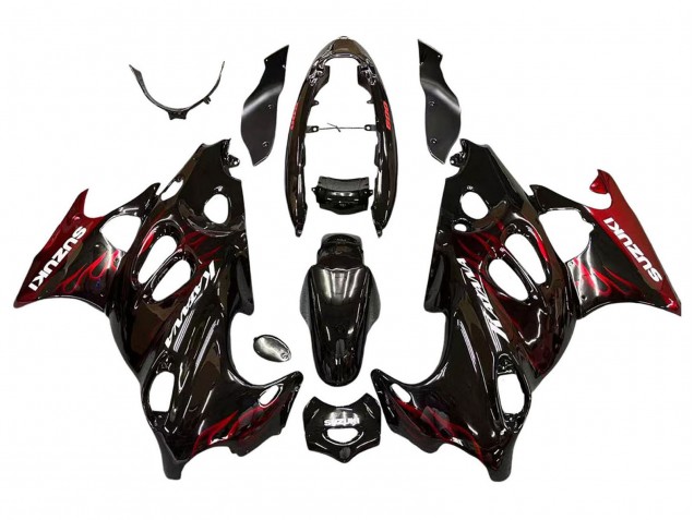 Carenados Moto Suzuki GSX600F/GSX750F 2004-2006 - Negro Brillante Rojo Llama