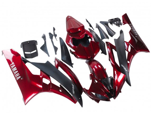 Carenado Moto Yamaha YZF 600 R6 2006-2007 - Rojo Negro Mate