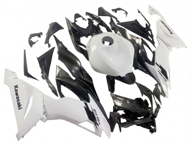 Carenados Moto Kawasaki ZX6R 2019-2022 - Blanco Negro FibraCarbono